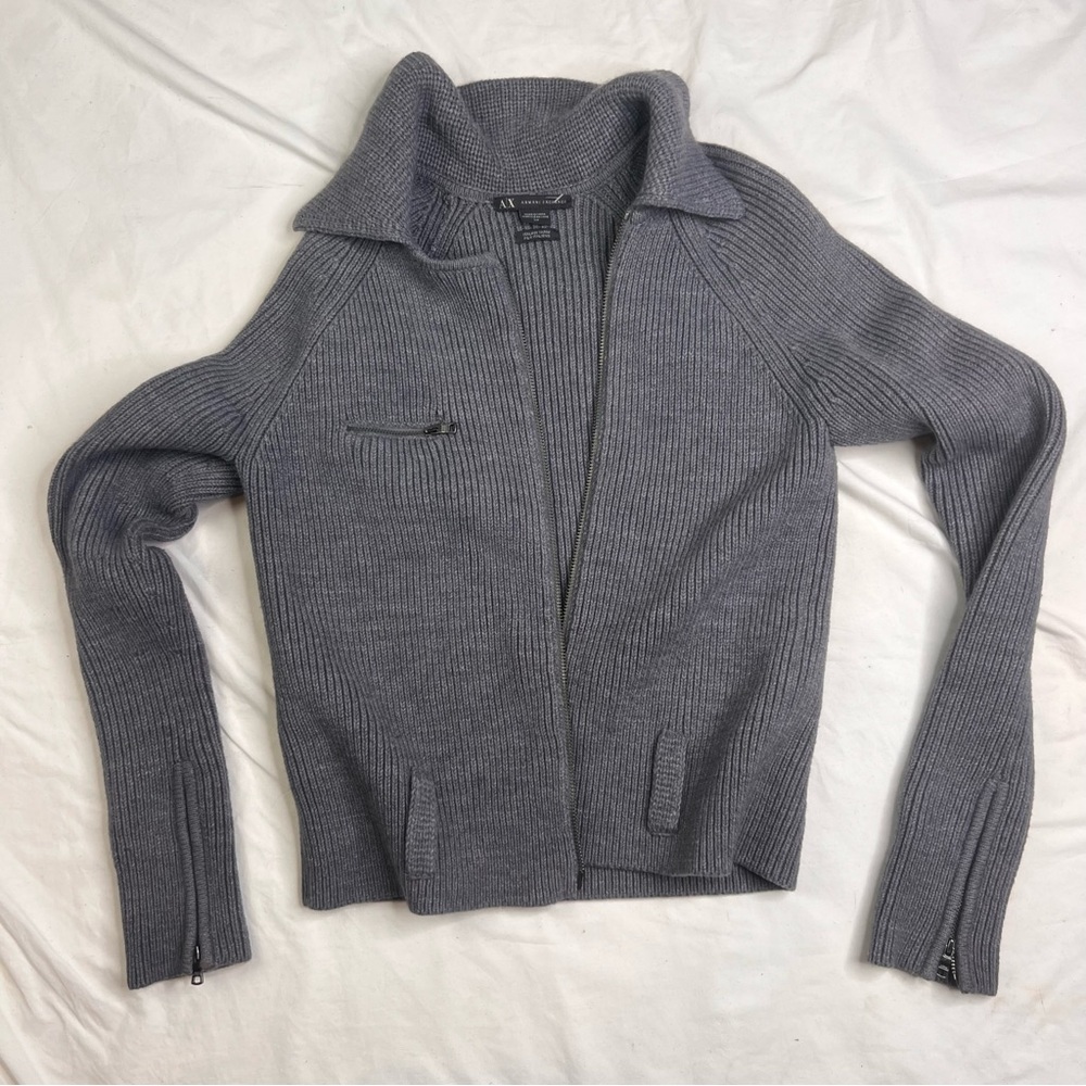Armani Exchange Cardigan Sweater Women's Sz Small Italian Yarn Zip L030125